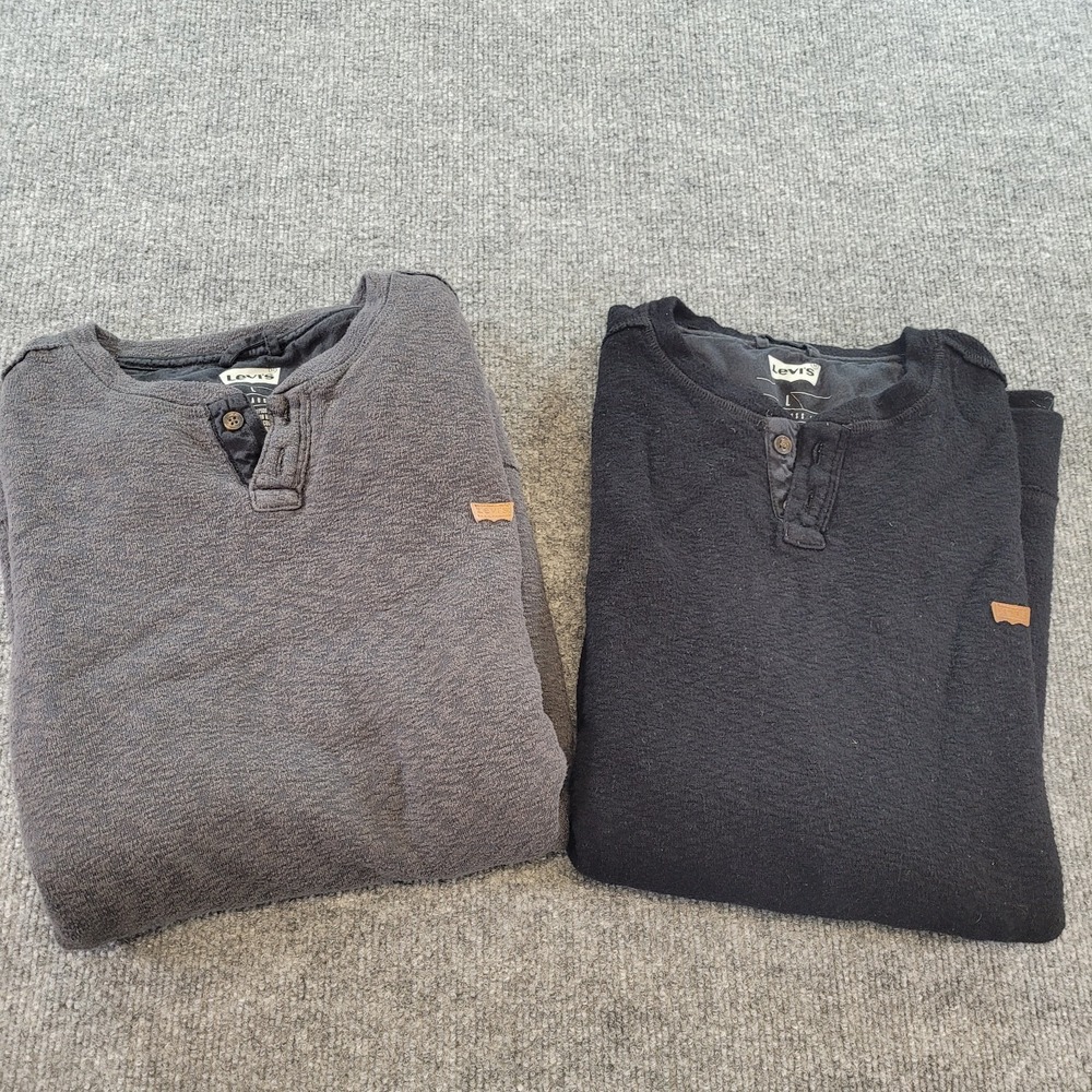 Lot of 2 Levis Henley Lightweight Sweaters Mens L Long Sleeves